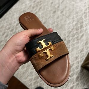 Tory Burch brown and black slip in